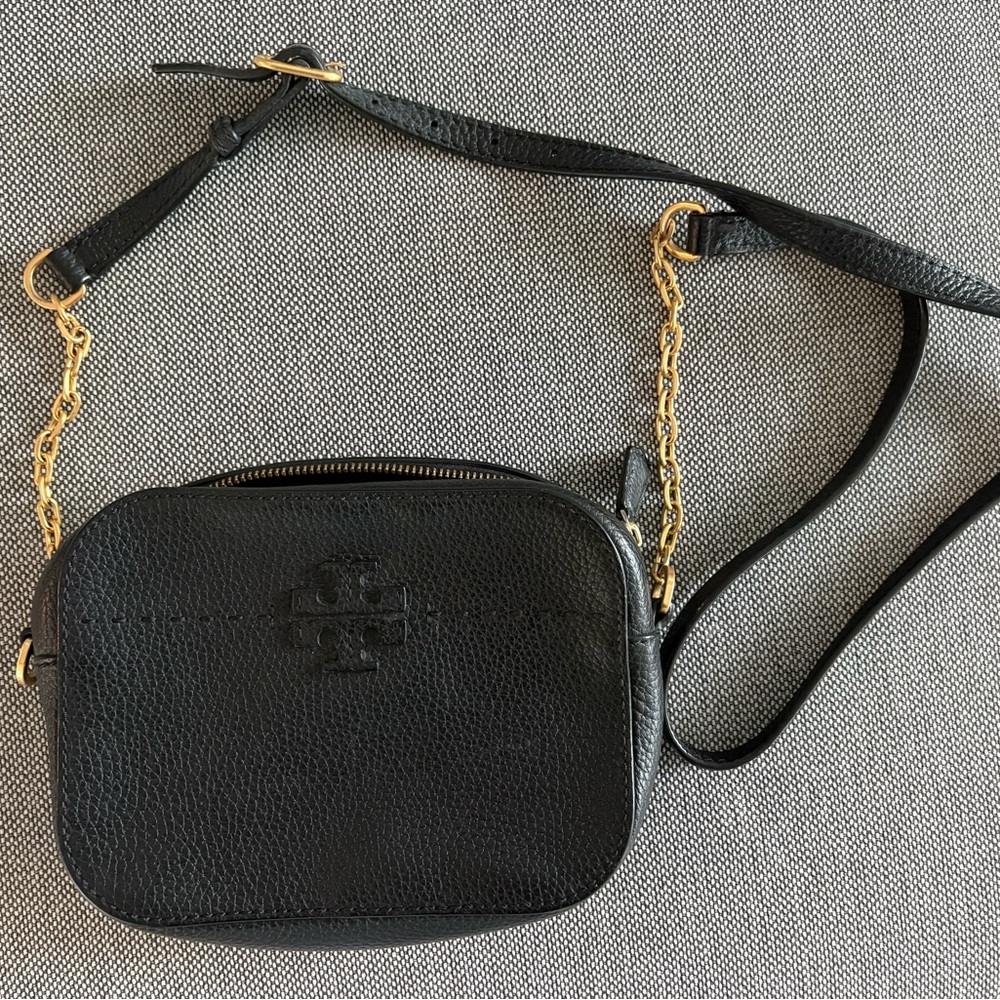 Tory Burch McGraw Leather Shoulder Bag - Black
